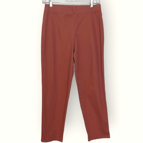 LOGO by Lori Goldstein Burnt Orange Twill Knit Stretch Pull On Crop Pant Size 4 - Picture 2 of 9